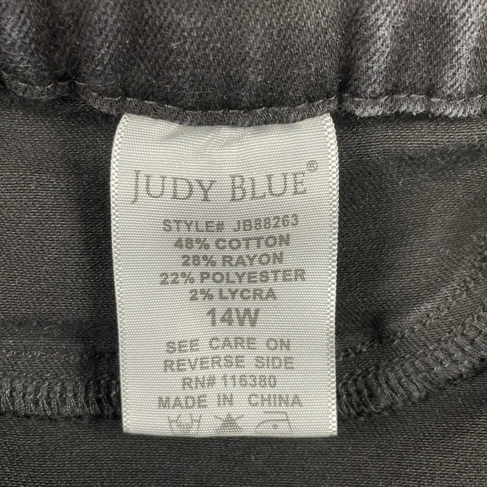 Judy Blue Jeans Women 14W Black Skinny Fit Pull On Stretch Denim JB88263